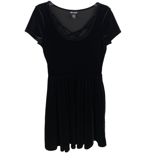 Hot Topic Dresses & Skirts - Hot Topic Velvet Strappy Vneck Mini Dress S